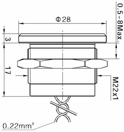 Piezoelektrische Taste Edelstahl, flach, schwarz matte